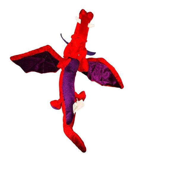 Classic Toy Company Dragon Plush Stuffed Animal Red Purple Loop to Hang Toy - Picture 6 of 11